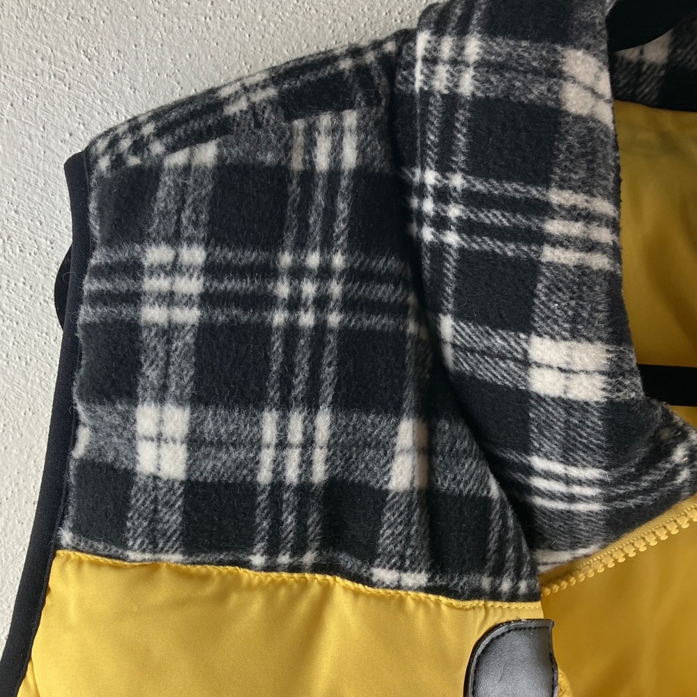 RH RuffHewn Size XL Toggle & Full Zip Closure Vest Yellow Plaid Fleece Collar - Picture 7 of 11